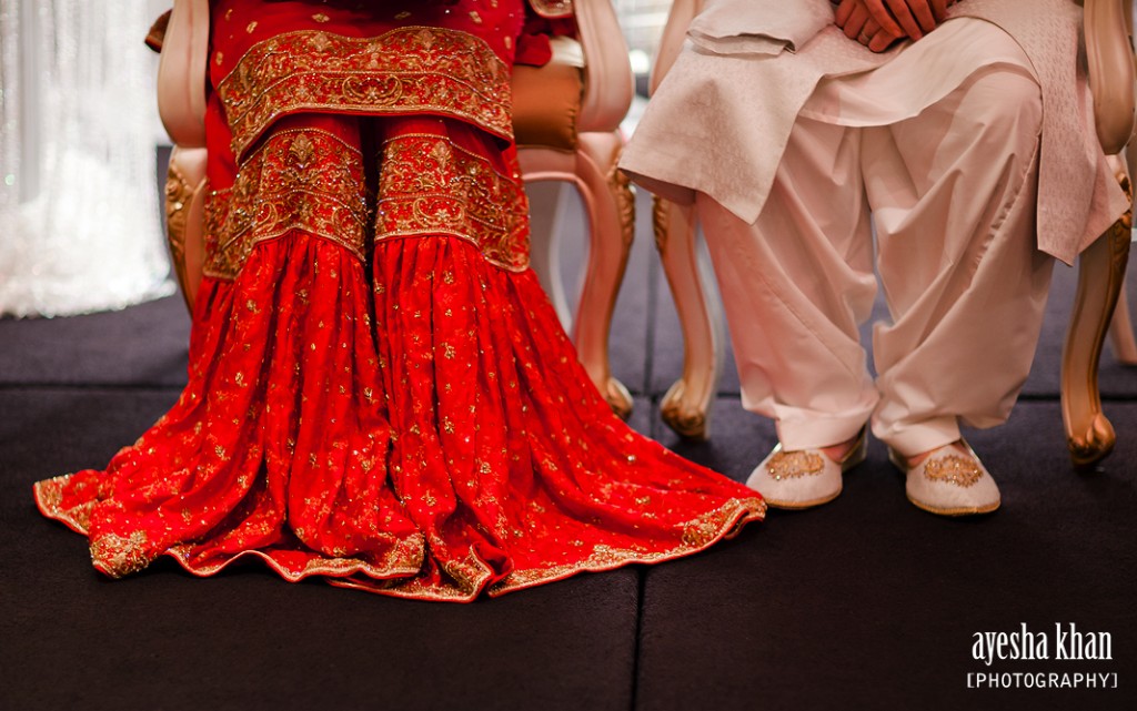 The bride and groom, Sana and Shahzeb on their stage. Ayesha Khan Photography - The Muslim Bride Sanas Bridal Gharara details. Ayesha Khan Photography The Muslim Bride 1024x641 The Muslim Bride Special Wedding Feature: Sana and Shahzebs Wedding Reception