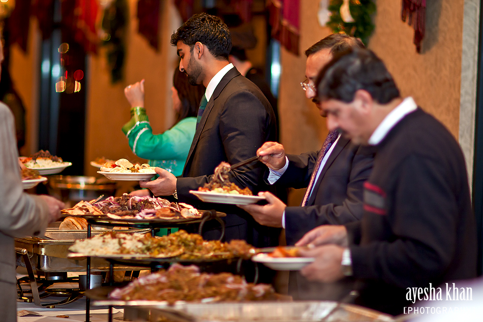 The Buffet Line at Sana and Shahzeb's Rukhsati wedding reception - Pakistani and American food items provided by Adil Kazi Catering and Crystal Gardens. The Muslim Bride The Buffet Line at Sana and Shahzebs rukhsati wedding reception The Muslim Bride The Muslim Bride Special Wedding Feature: Sana and Shahzebs Wedding Reception