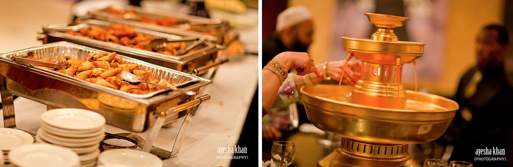Mini veggie samosas, one of the food items from the hors d'oeuvres and fruit punch fountain at Sana and Shahzeb's wedding reception - The Muslim Bride The hors doeuvres appetizers at Sana and Shahzebs rukhsati wedding reception The Muslim Bride 1024x334 The Muslim Bride Special Wedding Feature: Sana and Shahzebs Wedding Reception